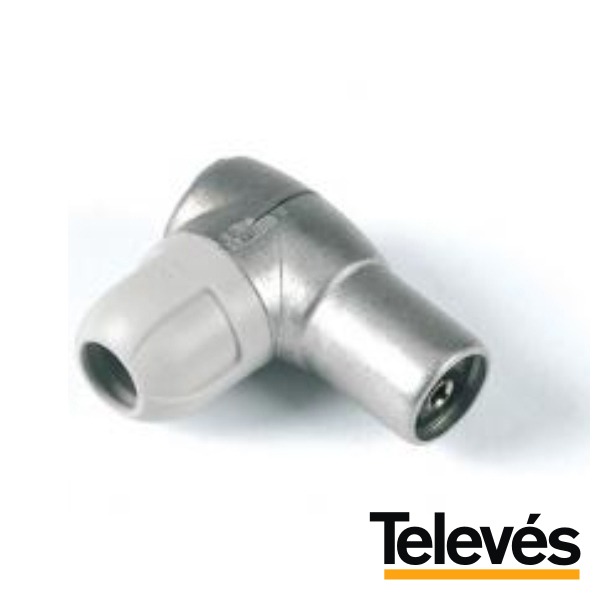 Ficha TV Coaxial Fêmea 9.5mm Angular Televes